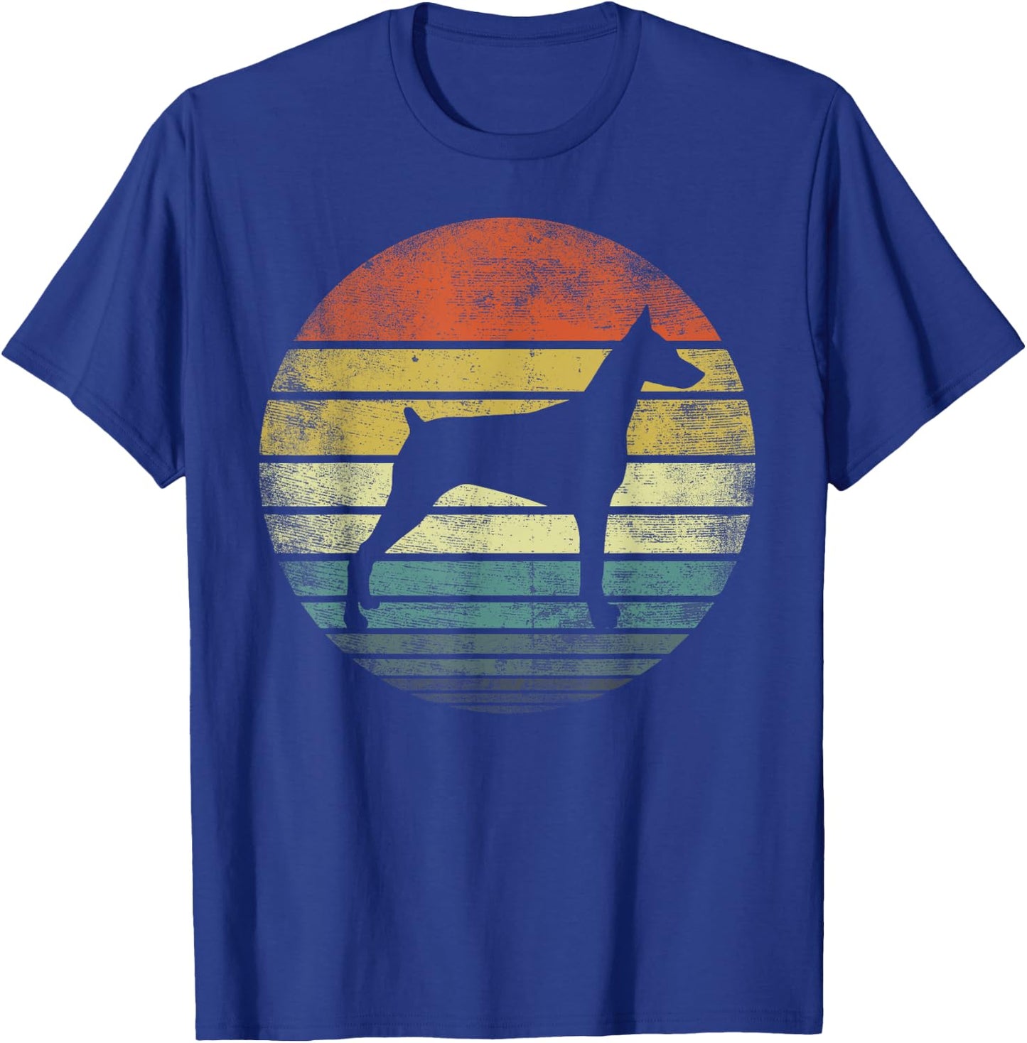 Doberman Lover Owner Gifts Retro Sunset Dog Silhouette Dad T-Shirt - T-Shirt | Royal