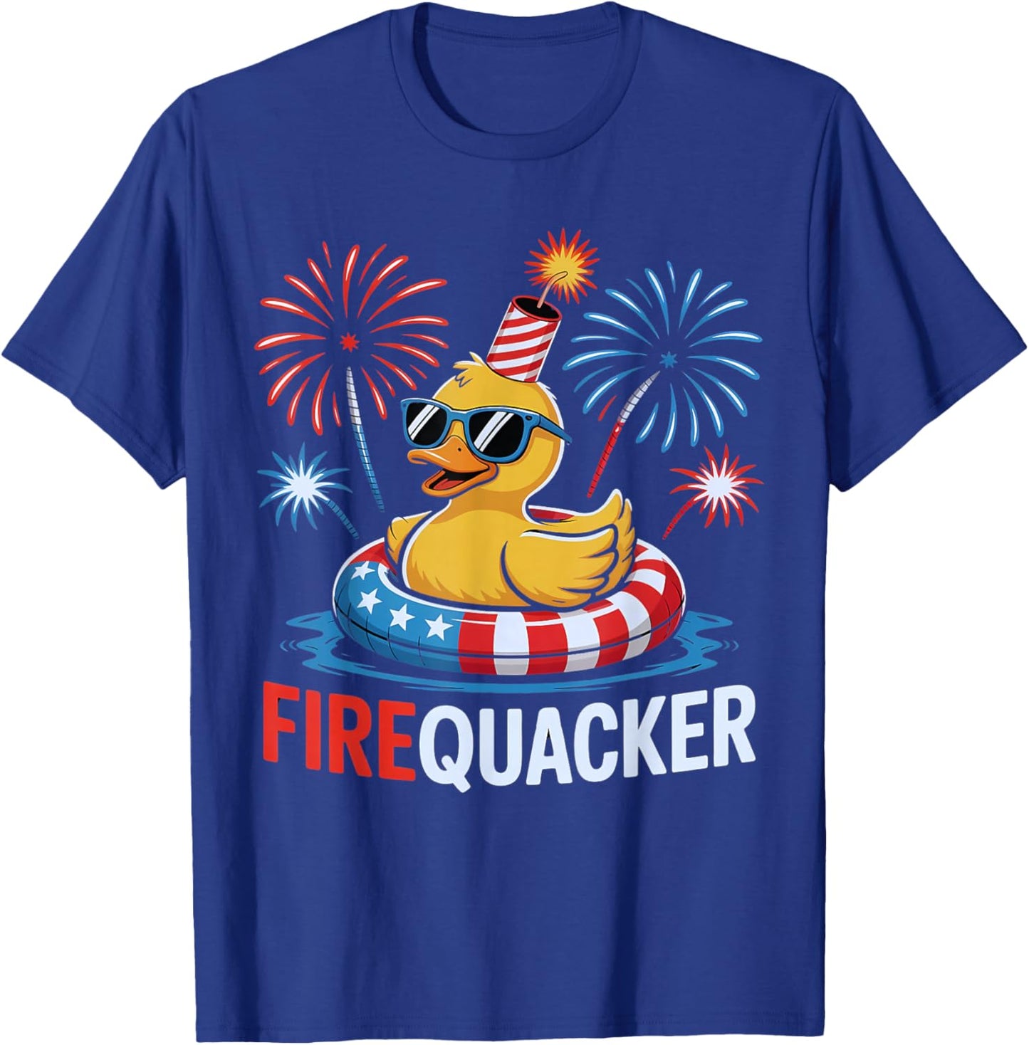 Funny 4th of July Duck Firequacker Patriotic Fourth of July T-Shirt - T-Shirt | Royal