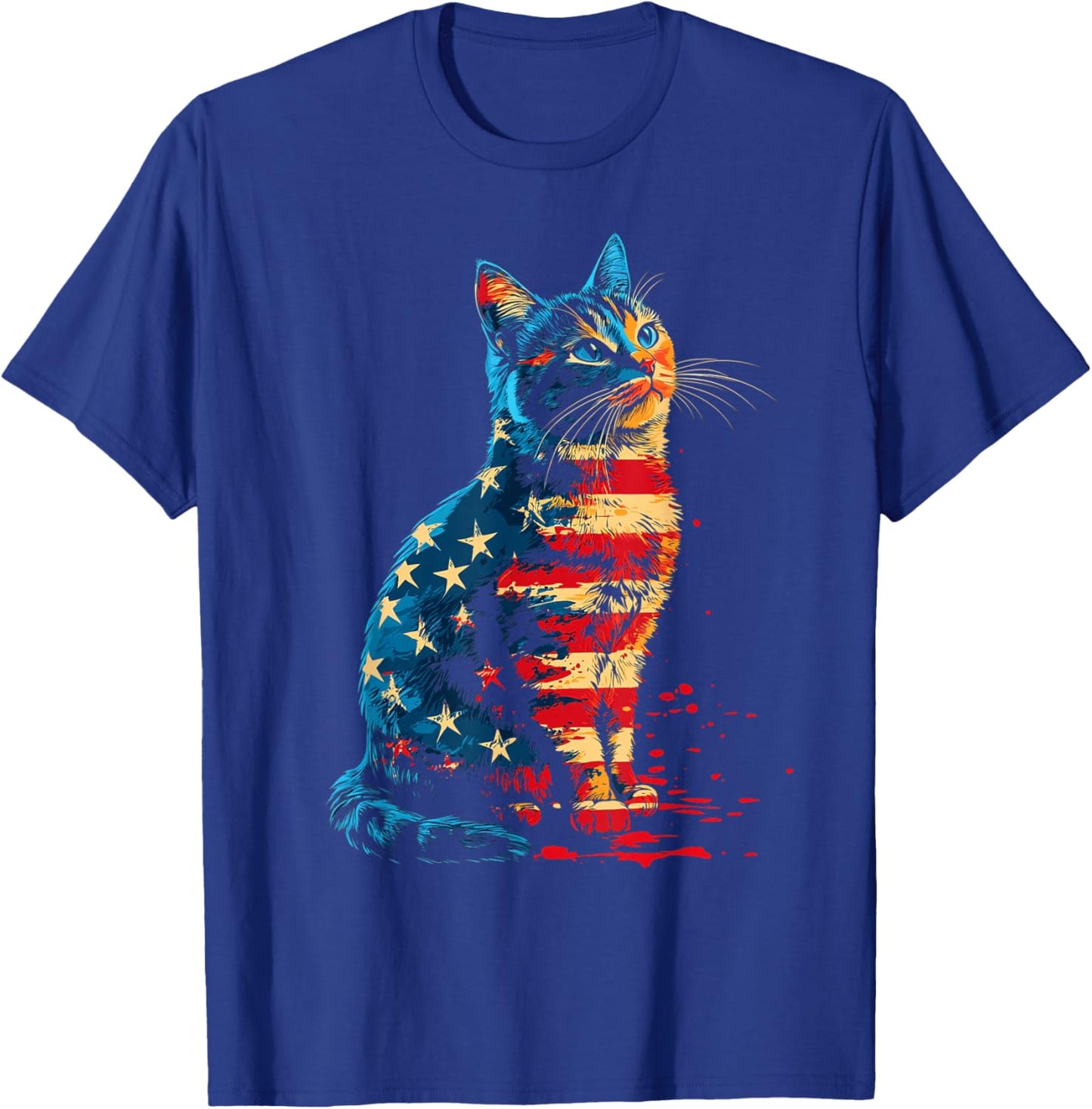 Patriotic Cat American Flag Buffalo 4th Of July Cat Lover T-Shirt - T-Shirt | Royal