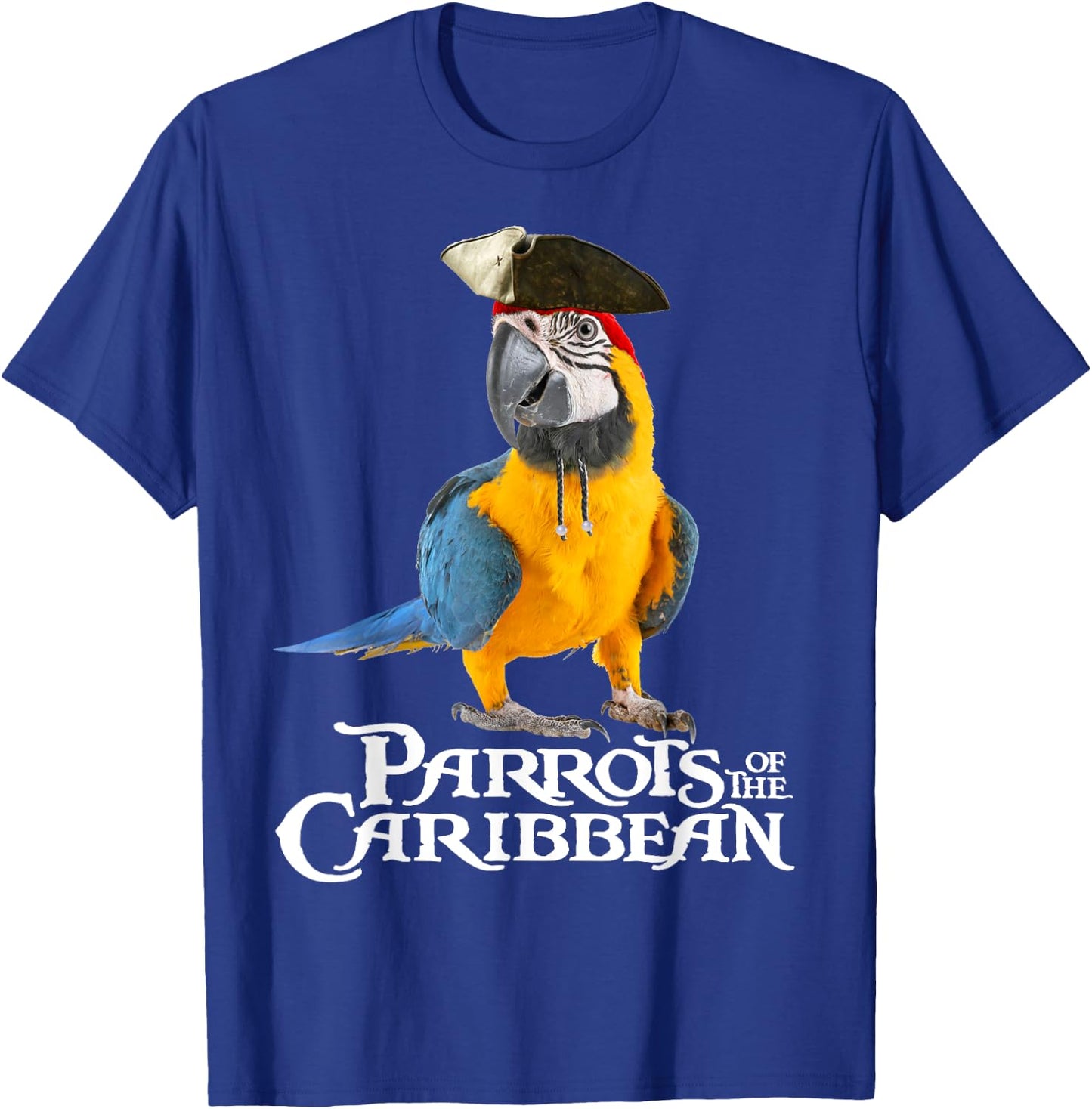 Parrots Of The Caribbean Bird Pirates Halloween Costume Gift T-Shirt - T-Shirt | Royal