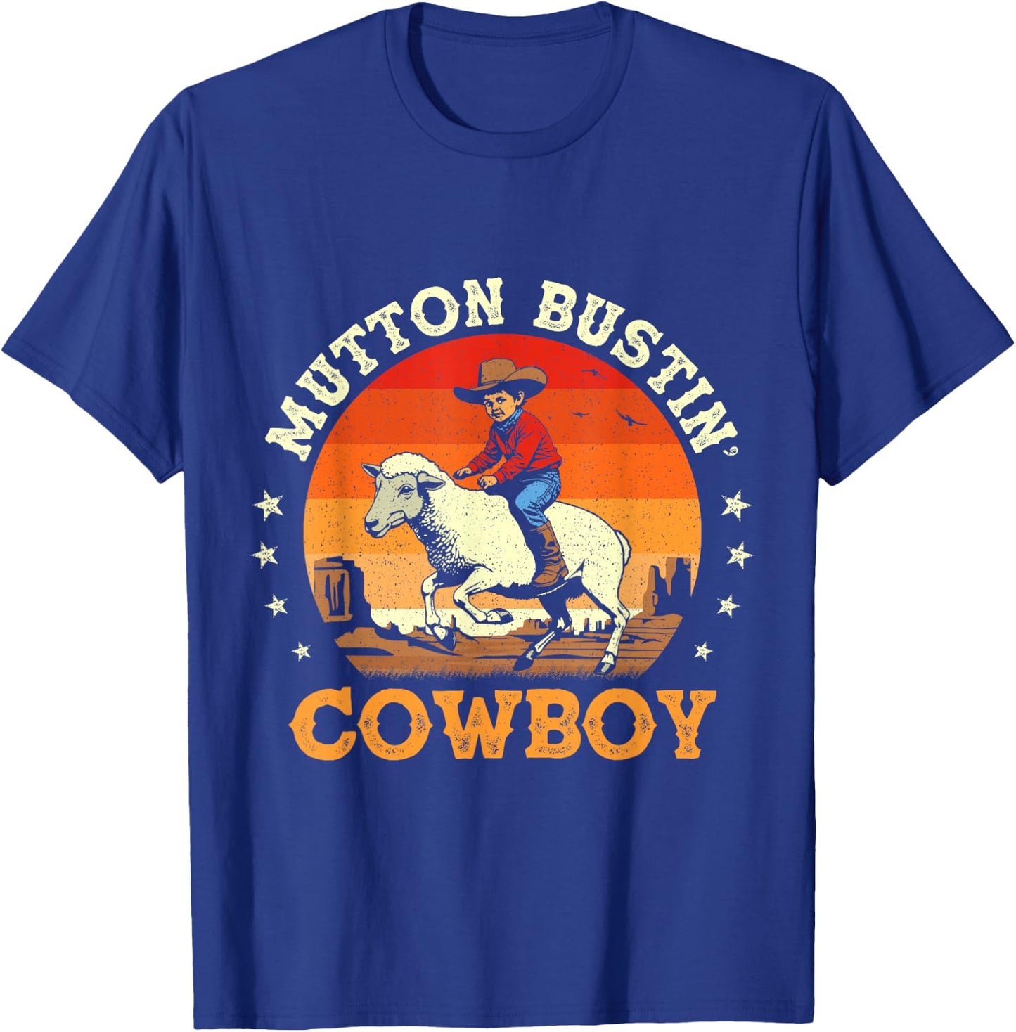 Mutton Busting Cowboy Sheep Riding Mutton Buster Youth Rodeo T-Shirt - T-Shirt | Royal