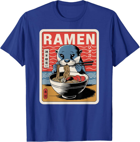 Anime Otter Manga Kawaii Otaku Neko Japanese Ramen Otter T-Shirt - T-Shirt | Royal