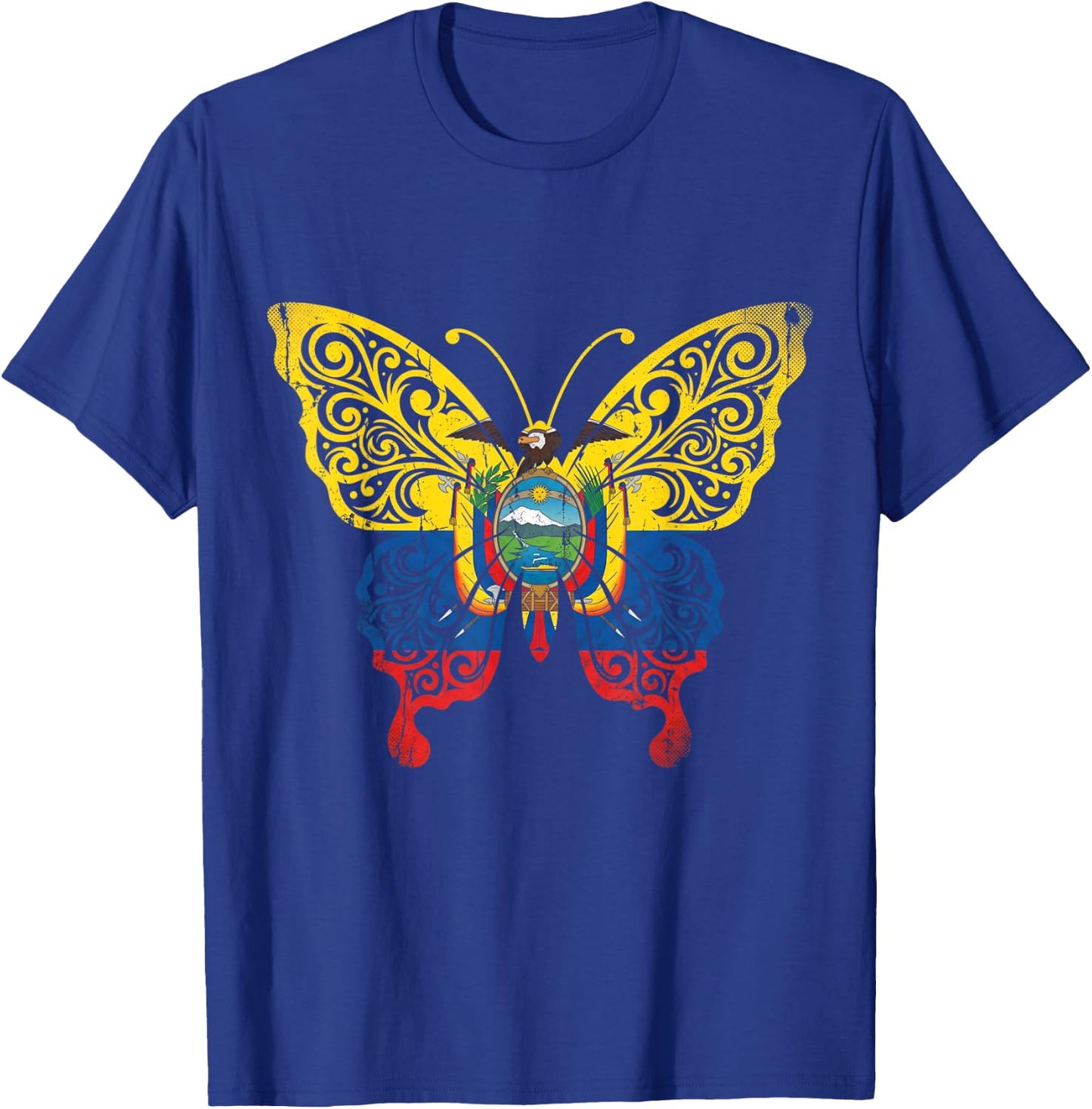 Ecuador Butterfly Ecoadorian Flag Pride T-Shirt - T-Shirt | Royal