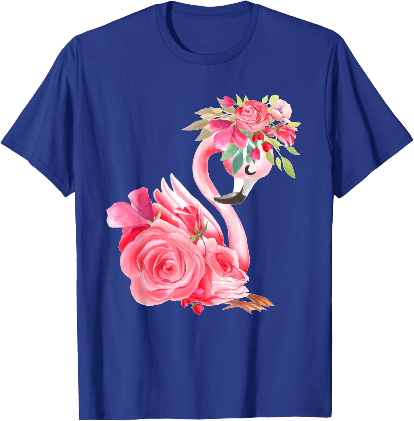 Cute Pink Dreaming Girl Baby Flamingo with Flowers Small T-Shirt - T-Shirt | Royal