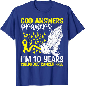 10 Years Childhood Cancer Free God Neuroblastoma Awareness T-Shirt - T-Shirt | Royal
