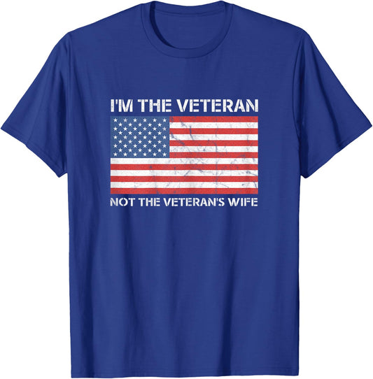 I'm The Veteran Not The Wife - Female American Pride Design T-Shirt - T-Shirt | Royal