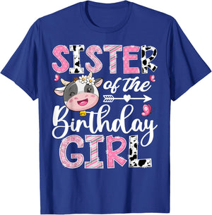 Sister Of The Birthday Girl Pink Farm Cow 1St Birthday T-Shirt - T-Shirt | Royal