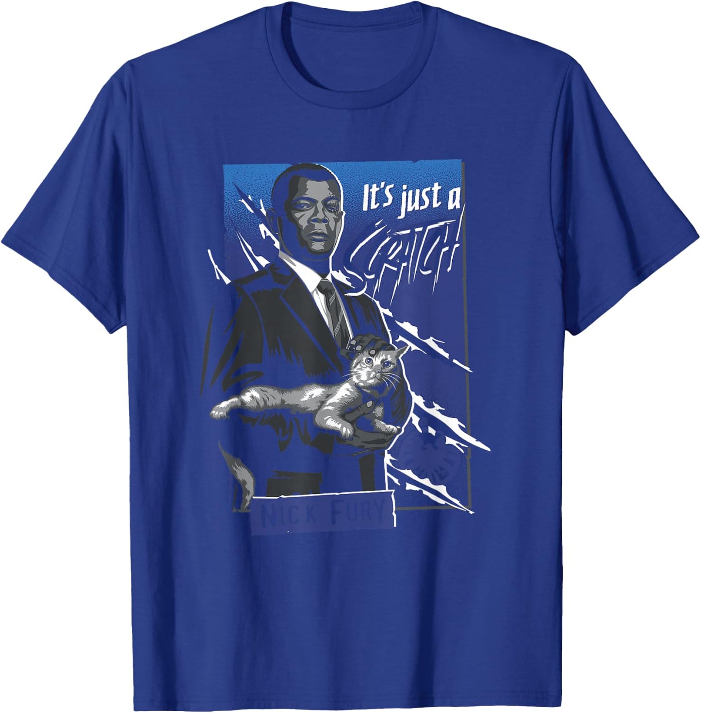 Marvel Captain Marvel Nick Fury and Goose Just a Scratch T-Shirt - T-Shirt | Royal