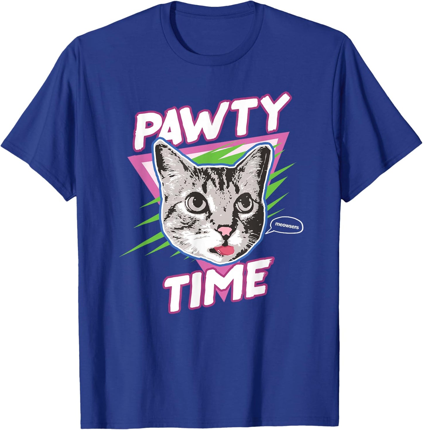 Funny Cat Pawty Time Party Animal Retro T-Shirt - T-Shirt | Royal