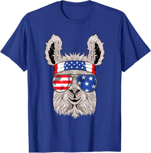 USA Patriotic Llama Shirt - July 4th - Alpaca T-Shirt - T-Shirt | Royal