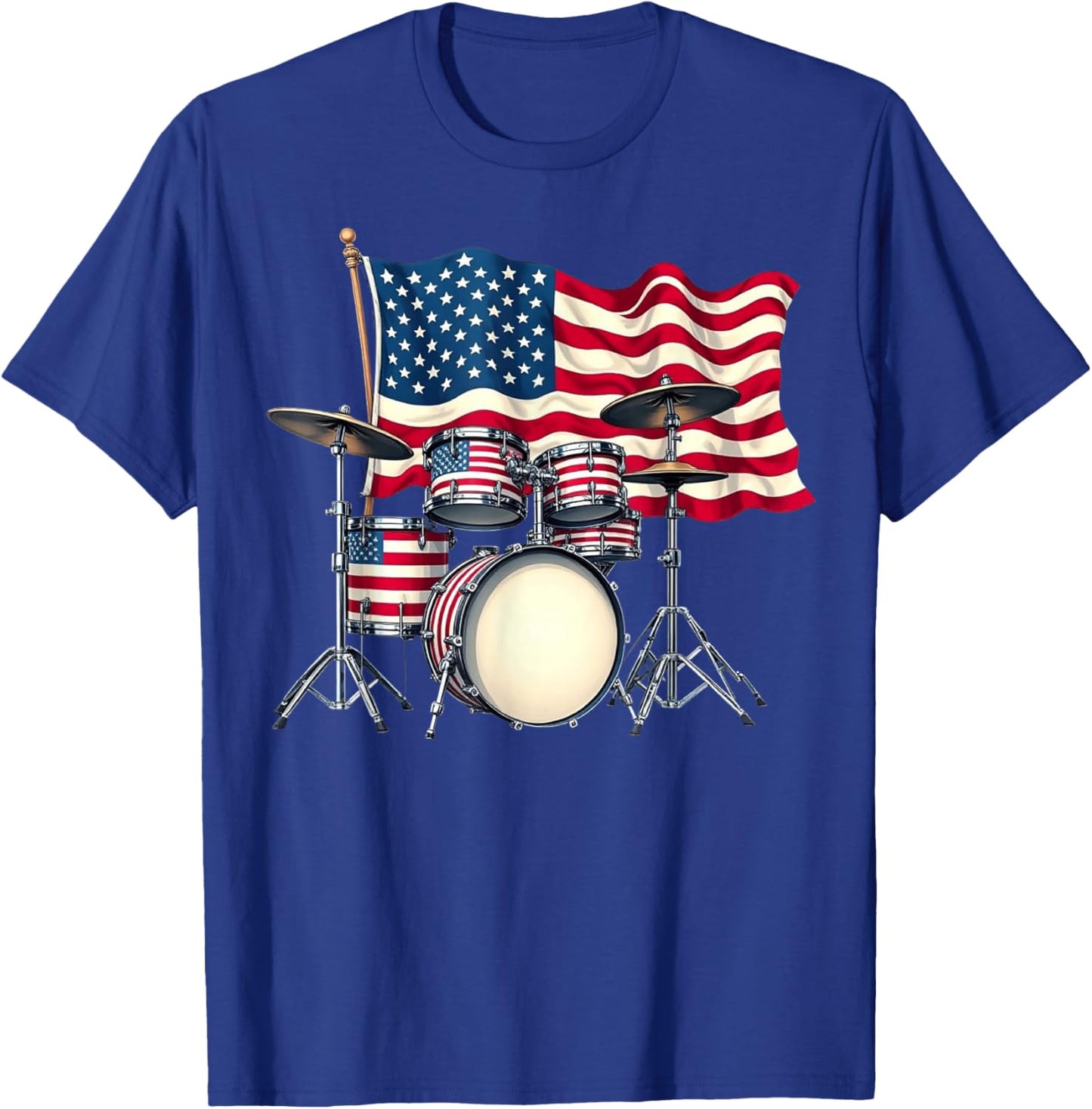 Patriotic Drum Drumset Drummer Lover American 4th of July T-Shirt - T-Shirt | Royal