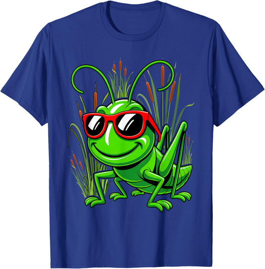 Grasshopper Wearing Eyeglasses Funny Insect for Kids T-Shirt - T-Shirt | Royal