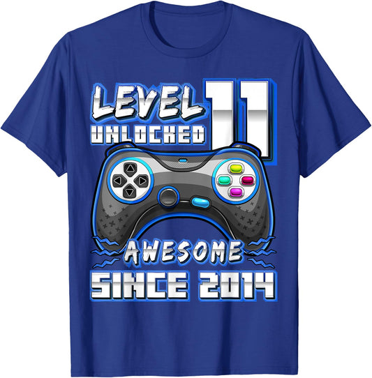 11th Birthday Boy Level 11 Gamer 11 Year Video Game Party T-Shirt - T-Shirt | Royal