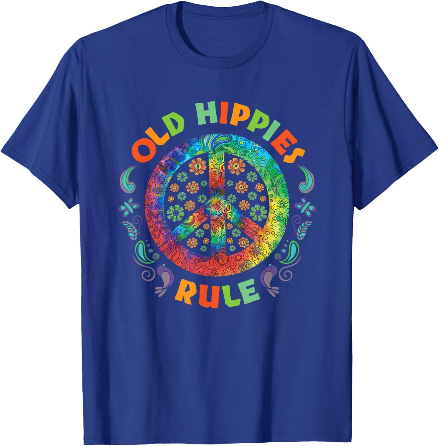 Old Hippies Rule Hippie Vintage Retro Costume Hippy Gift Small T-Shirt - T-Shirt | Royal