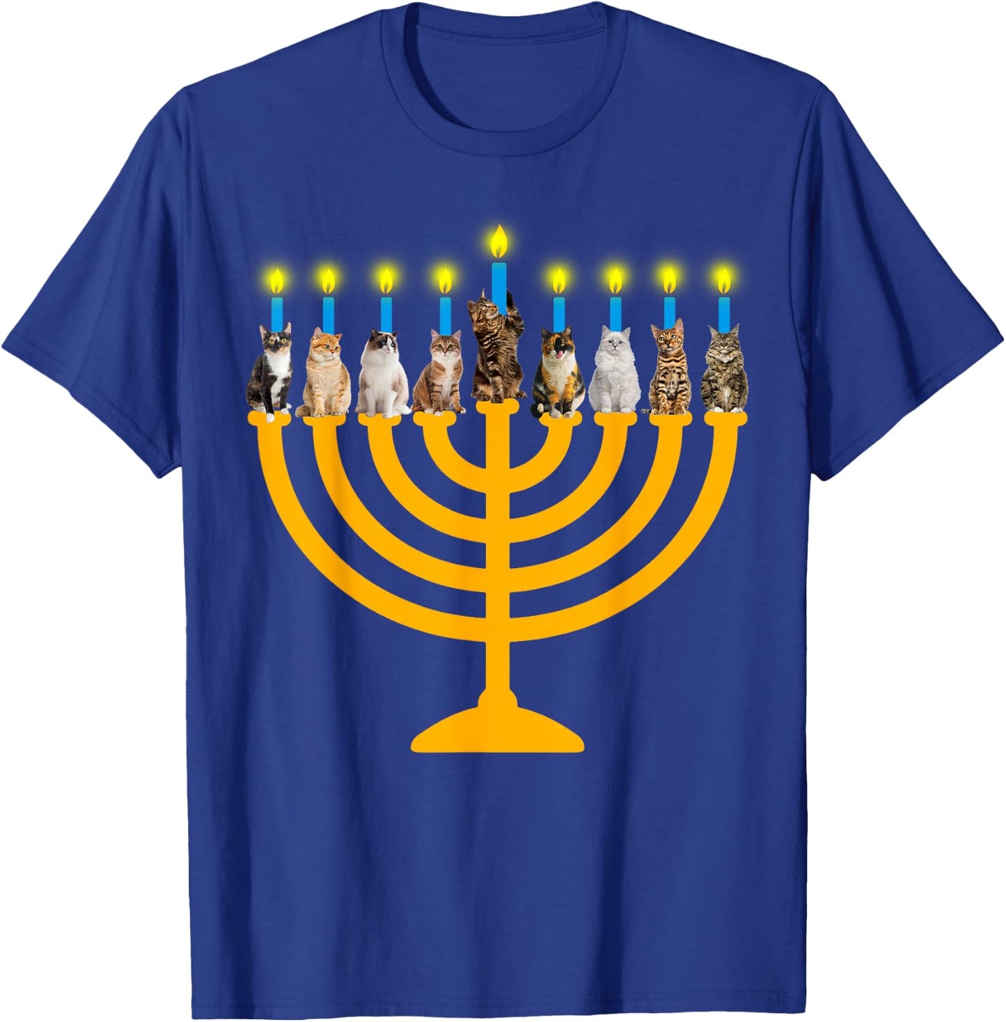 Meowzel Tov Jew Cats Kippah Menorah Chanukah Hanukkah Pajama T-Shirt - T-Shirt | Royal