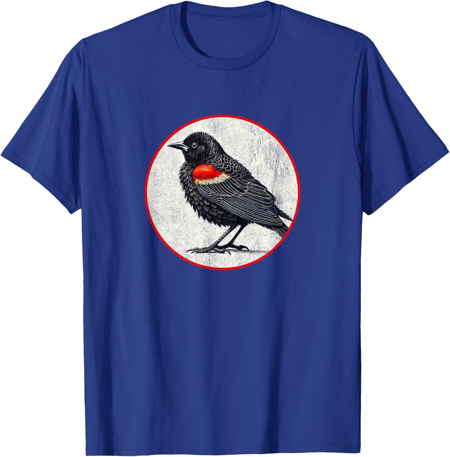 Colorful Retro Red-Winged Blackbird Bird Design T-Shirt - T-Shirt | Royal