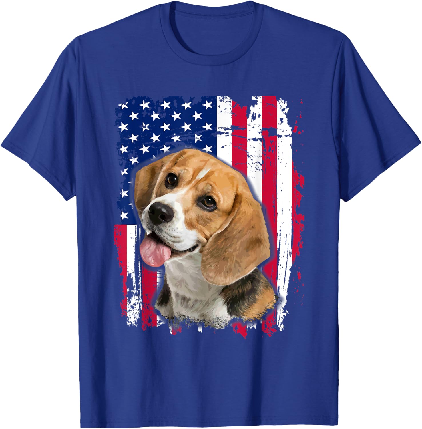 Beagle US flag 4th of July T-Shirt - T-Shirt | Royal