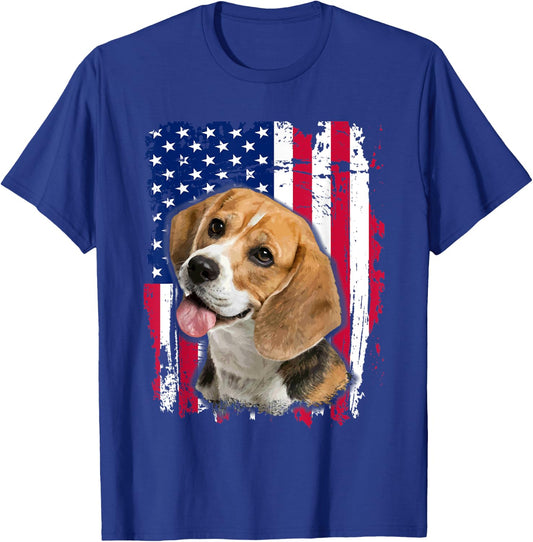Beagle US flag 4th of July T-Shirt - T-Shirt | Royal