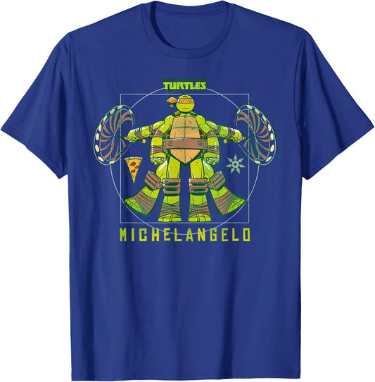 Teenage Mutant Ninja Turtles Michelangelo Anthropometry T-Shirt - T-Shirt | Royal
