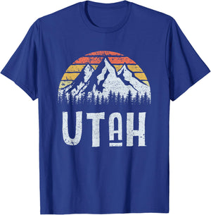 Vintage Retro UT Utah Mountain State Sunrise T-Shirt - T-Shirt | Royal