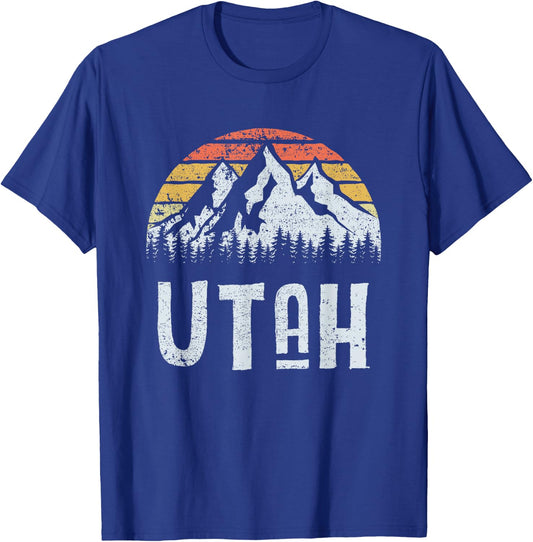 Vintage Retro UT Utah Mountain State Sunrise T-Shirt - T-Shirt | Royal