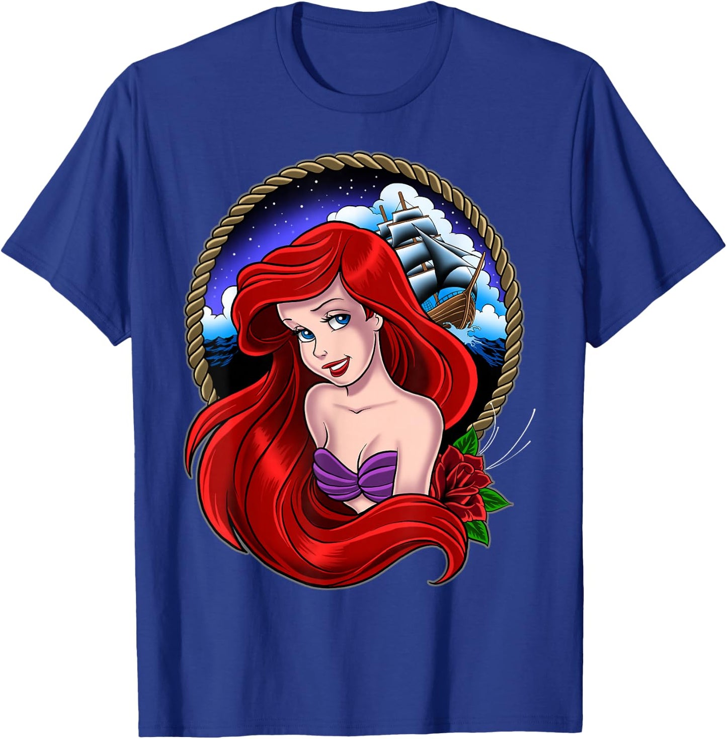 Disney The Little Mermaid Vintage Ariel Sailor Framed Tattoo T-Shirt - T-Shirt | Royal