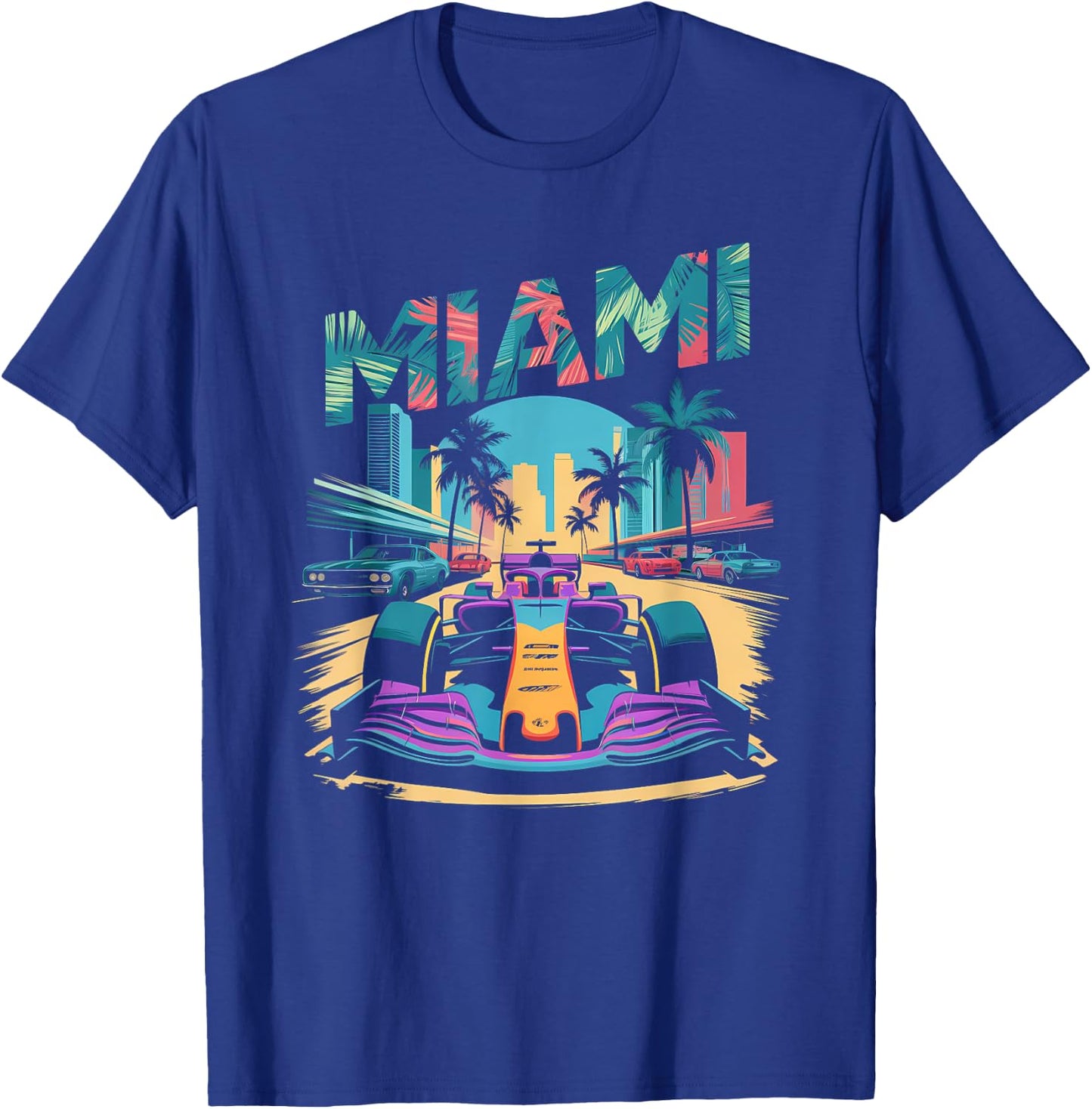 Miami Racing Gifts Men Women Race Car Racer Driver T-Shirt - T-Shirt | Royal