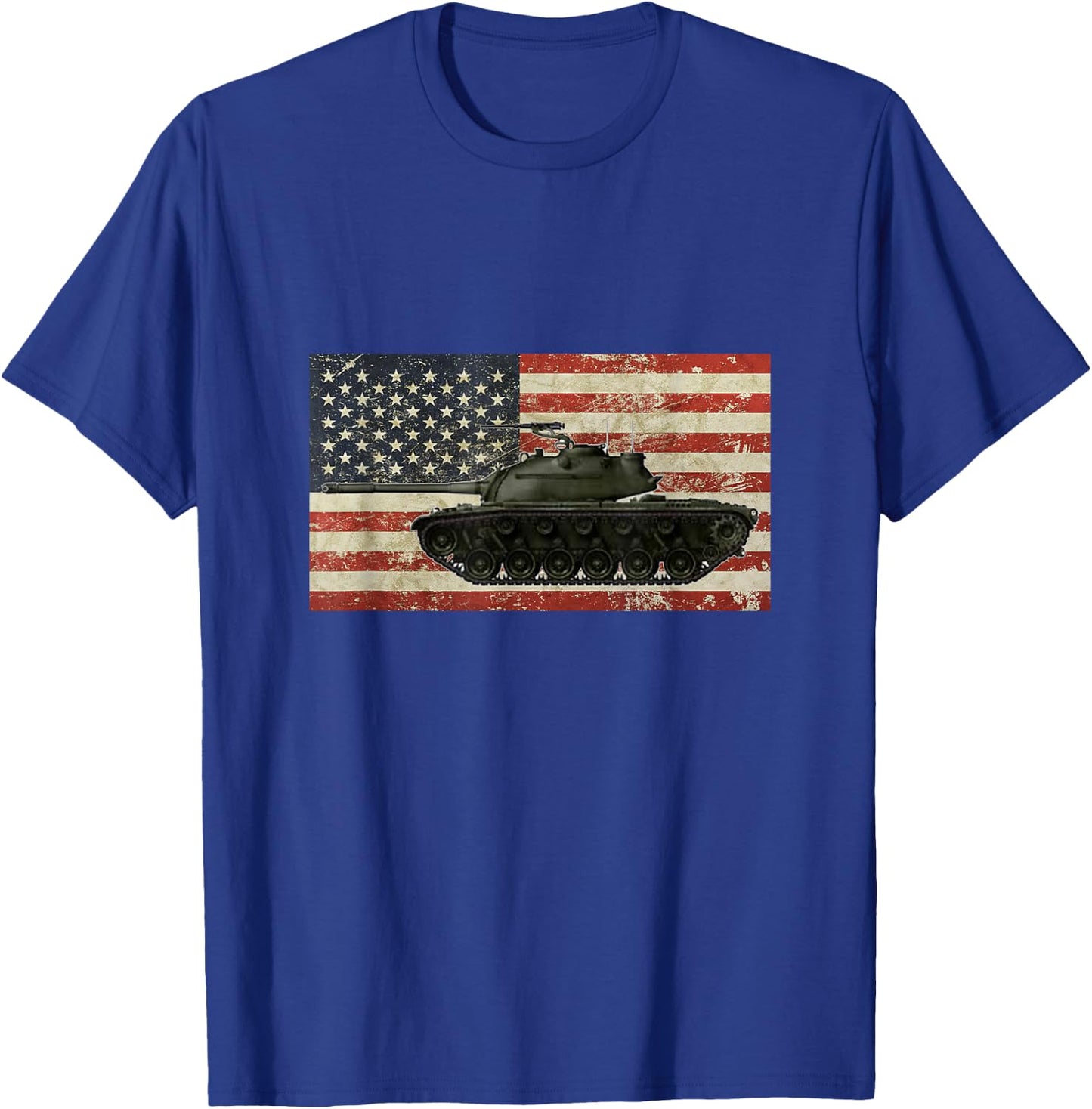 Vintage American USA Flag M48 Patton Tank Army War Vehicle T-Shirt - T-Shirt | Royal