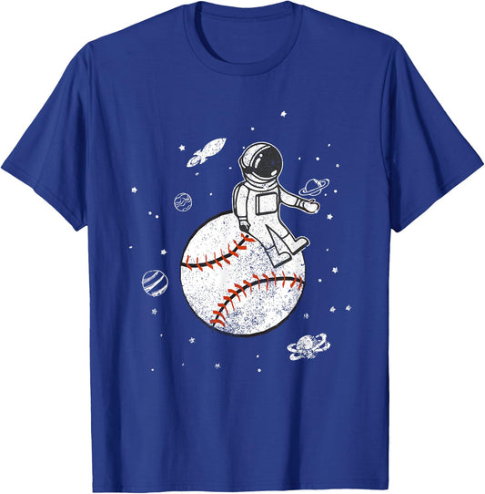 My Game Is Out Of This World! Baseball Spaceman T-Shirt - T-Shirt | Royal