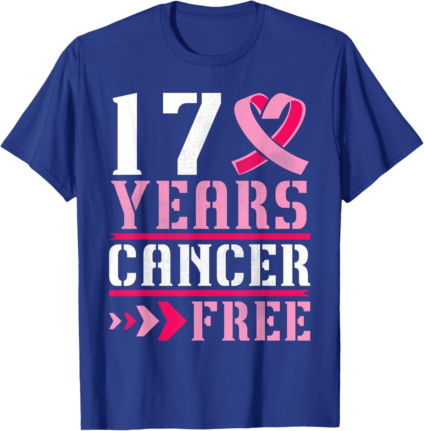 17 Years Breast Cancer Free Warrior Fighting Survivor Winner T-Shirt - T-Shirt | Royal