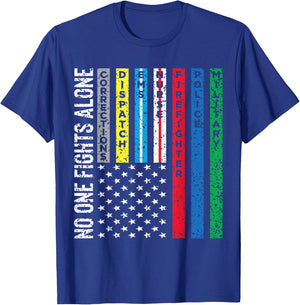 No One Fights Alone First Responders T-Shirt - T-Shirt | Royal