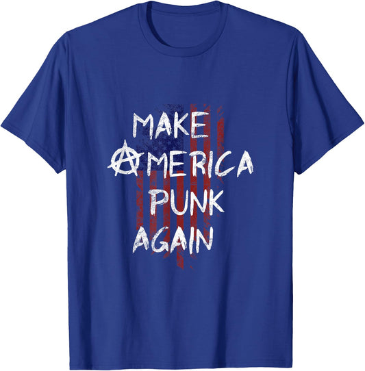 Punk Rocker 80s Design with Make America Punk Again Flag T-Shirt - T-Shirt | Royal