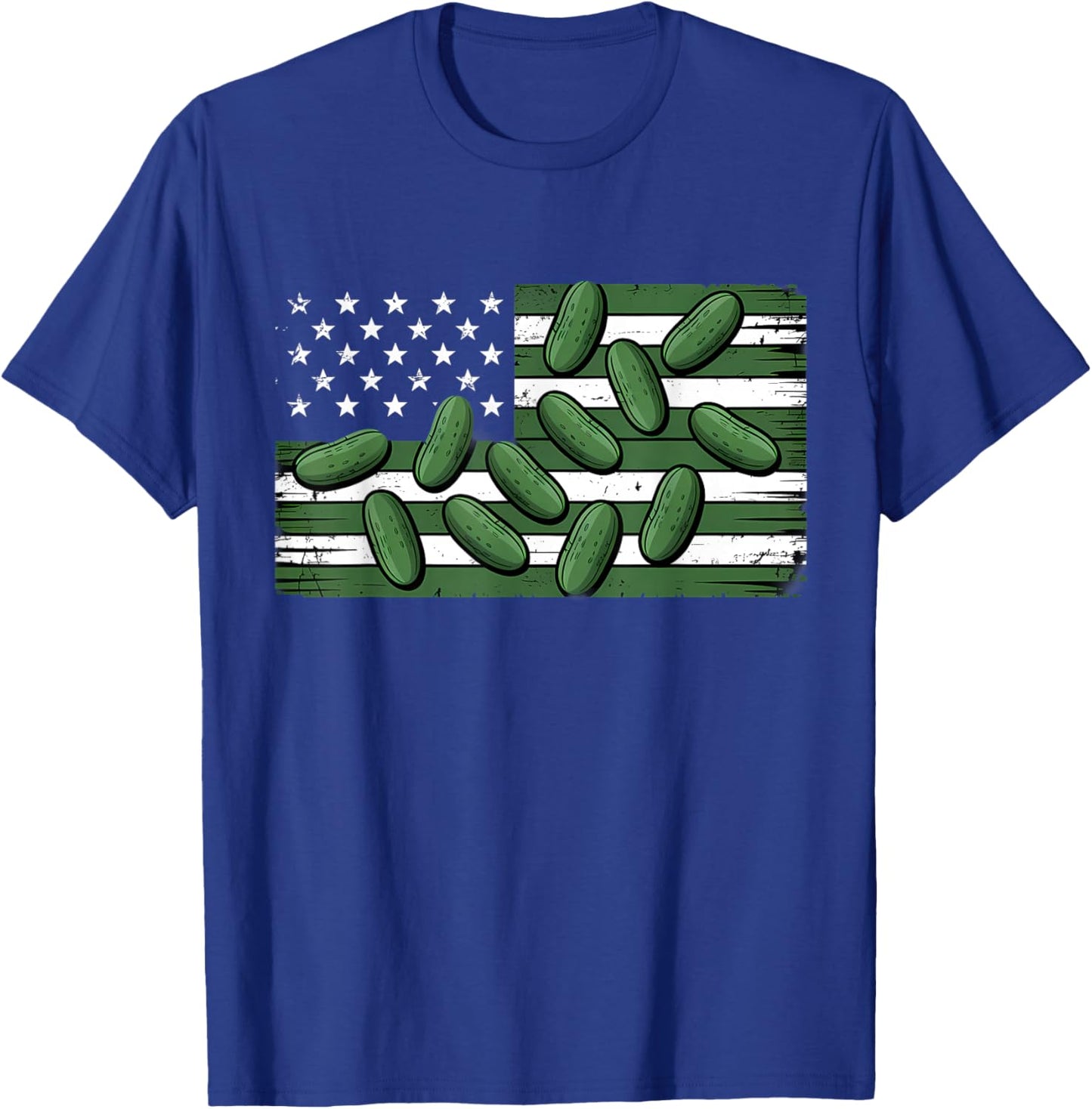 Pickle American Flag USA Dill Cucumber Lover Pickling T-Shirt - T-Shirt | Royal