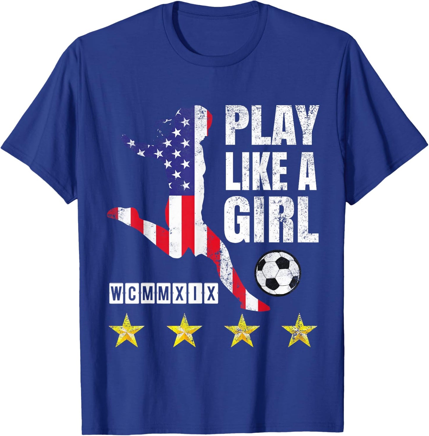 Play Like a Girl Soccer USA United States Women's T-Shirt - T-Shirt | Royal