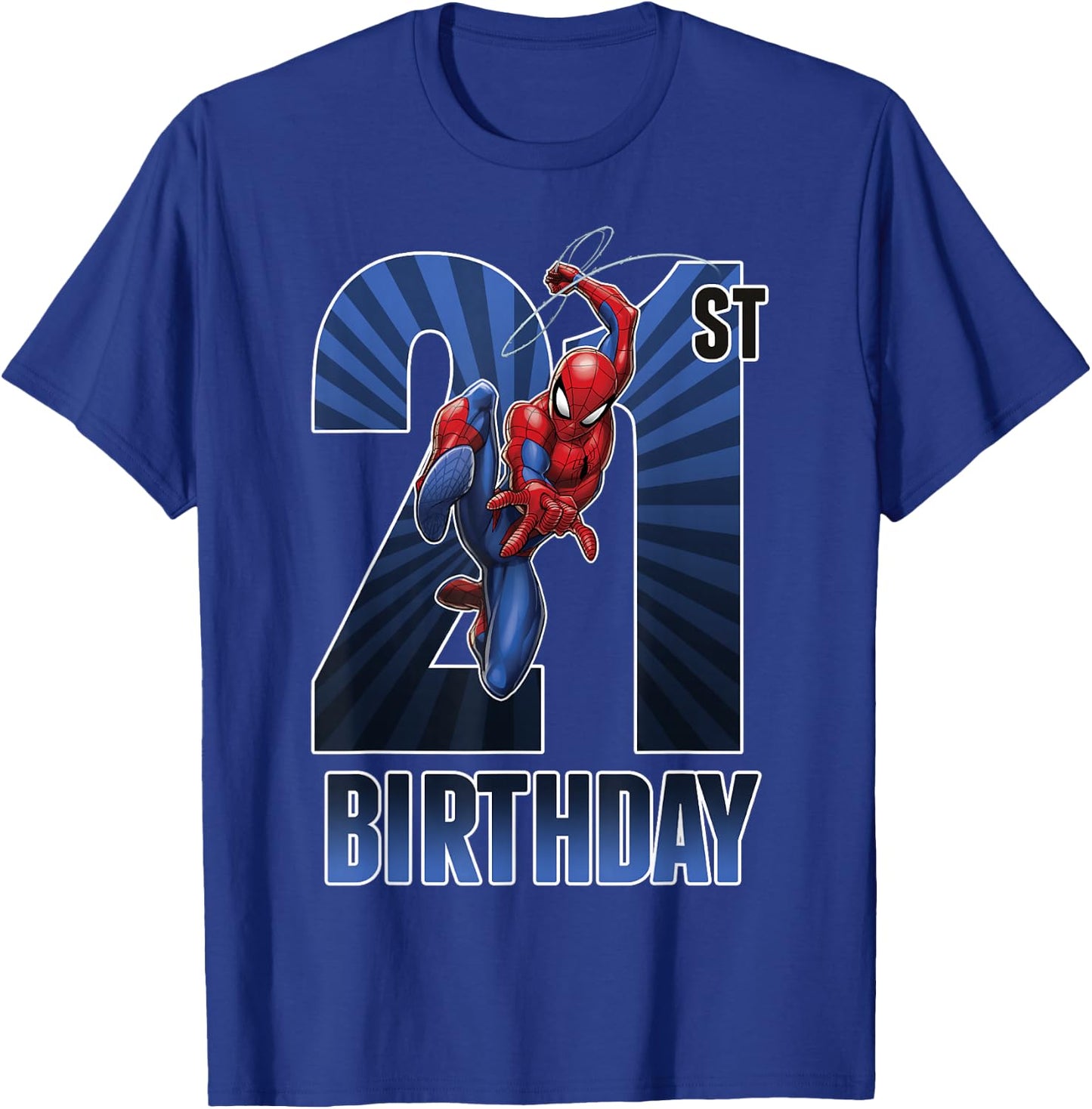 Marvel Spider-Man Swinging 21st Birthday Graphic T-Shirt - T-Shirt | Royal