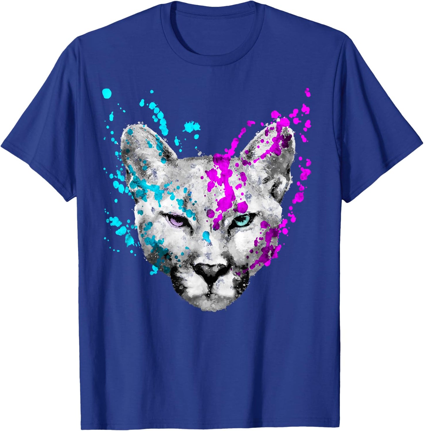 Watercolor lion mountain cougar painting wild artistic T-Shirt - T-Shirt | Royal