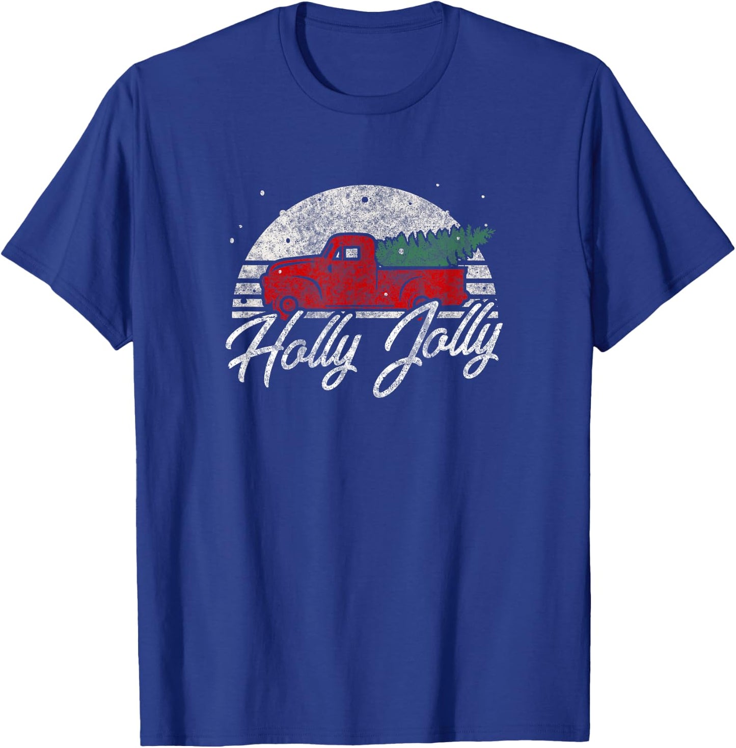 Vintage Christmas Truck Shirt Holly Jolly Holiday Gift T-Shirt - T-Shirt | Royal