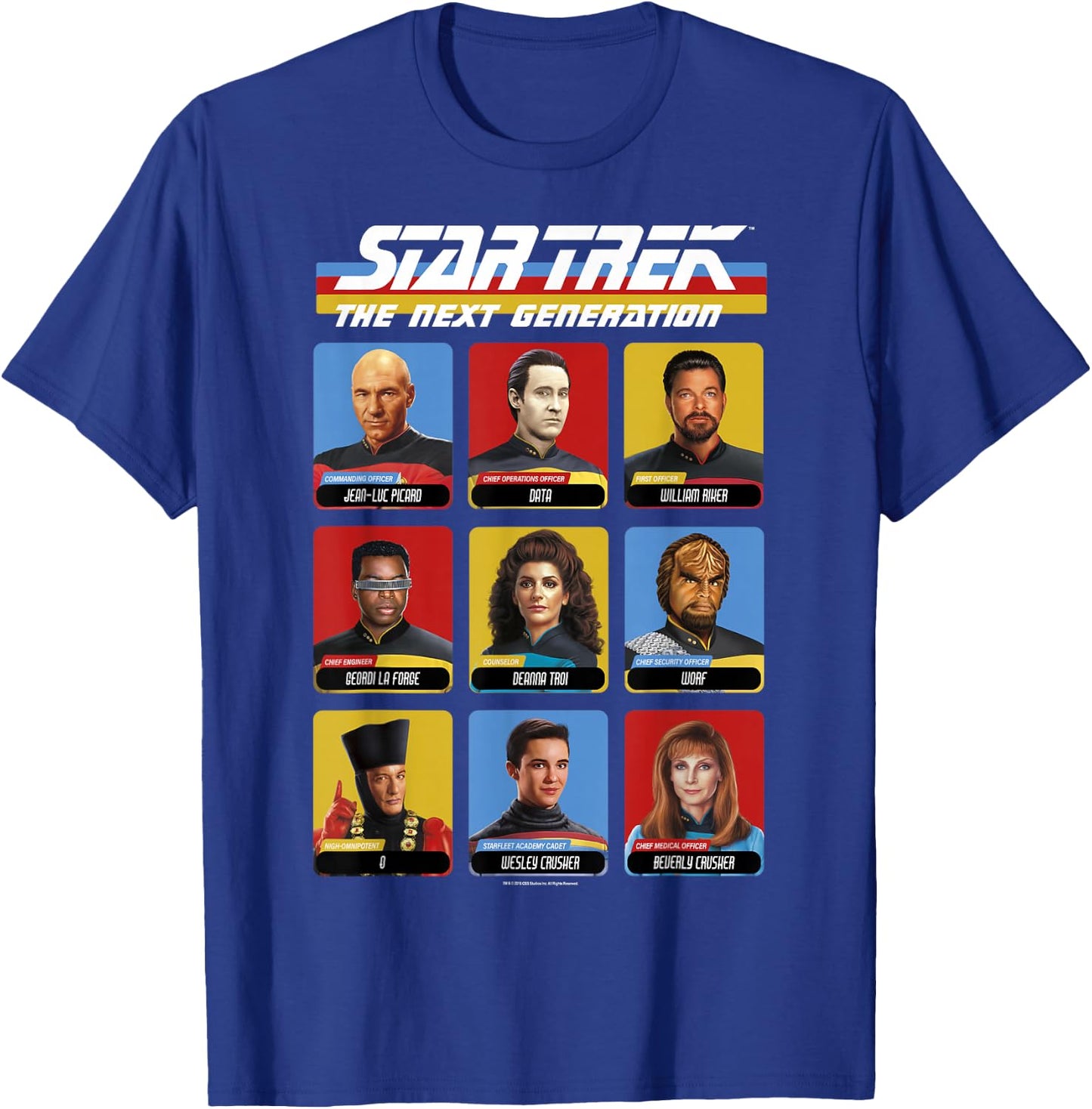 Star Trek Next Generation 9 Cast Members T-Shirt - T-Shirt | Royal