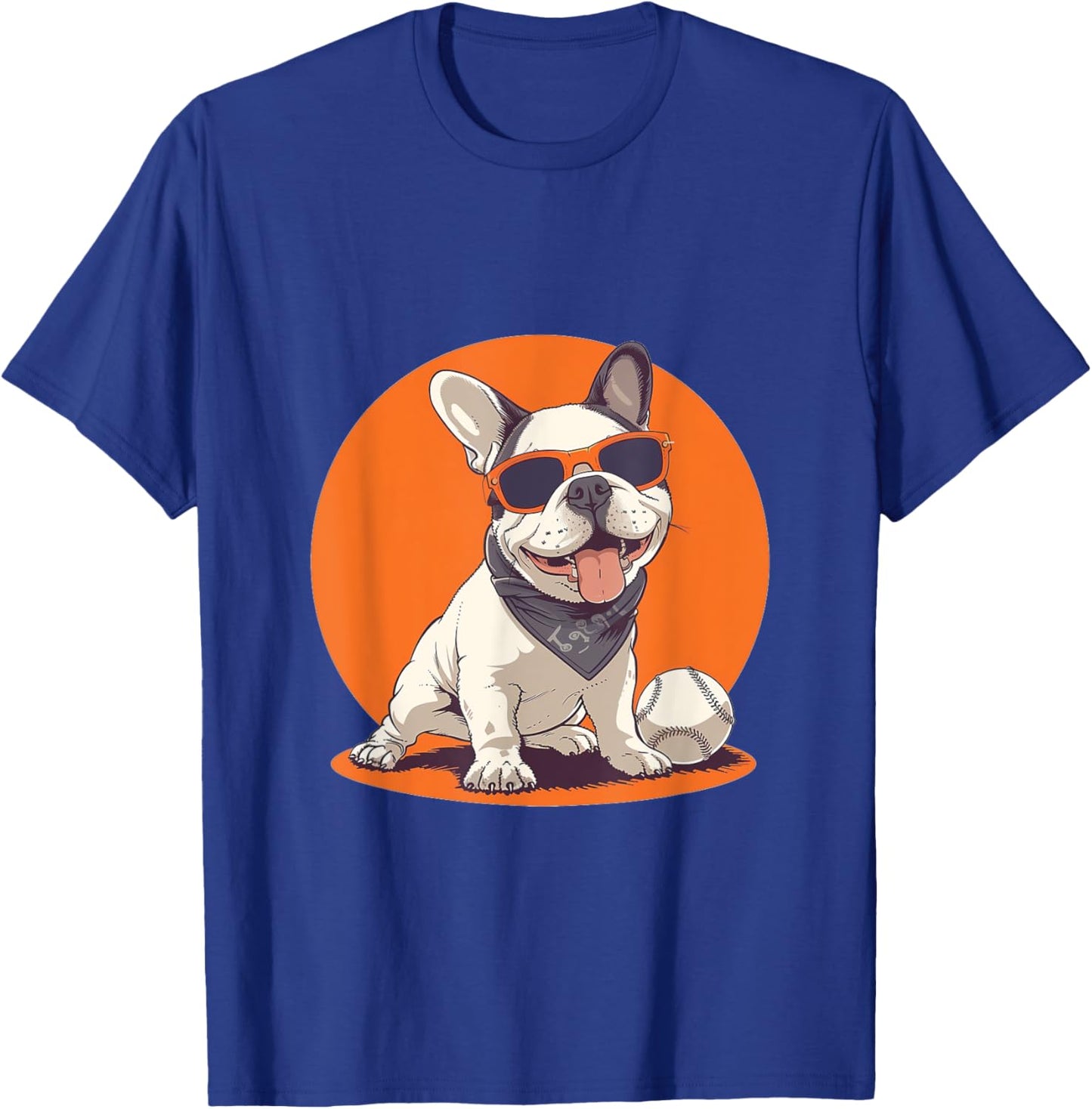 Cute French Bulldog Baseball Sports Dog Sunglasses Frenchie Women Kids T-Shirt - T-Shirt | Royal