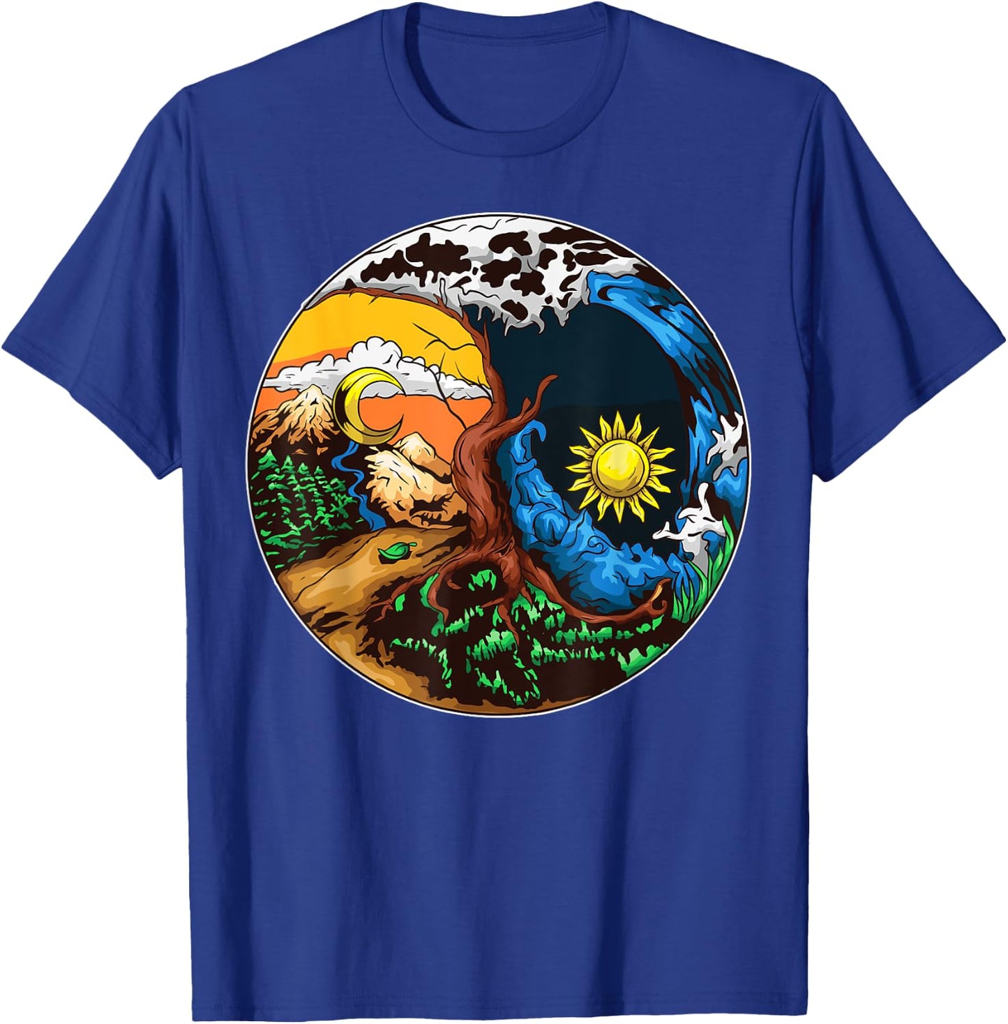 Yin Yang Happy Yin Yang Shirt Love Your Mother Earth Black Adult Classic Fit Short Sleeve Save Planet Shirt T-Shirt - T-Shirt | Royal