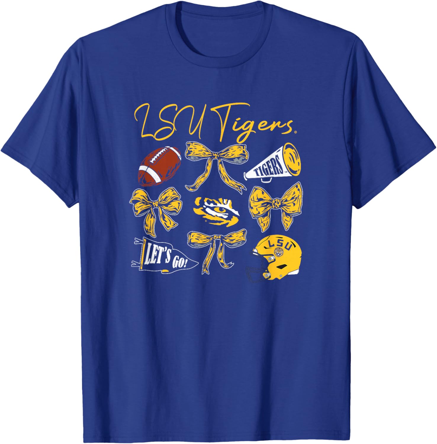 LSU Tigers Football Bows Purple Officially Licensed T-Shirt - T-Shirt | Royal