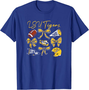 LSU Tigers Football Bows Purple Officially Licensed T-Shirt - T-Shirt | Royal