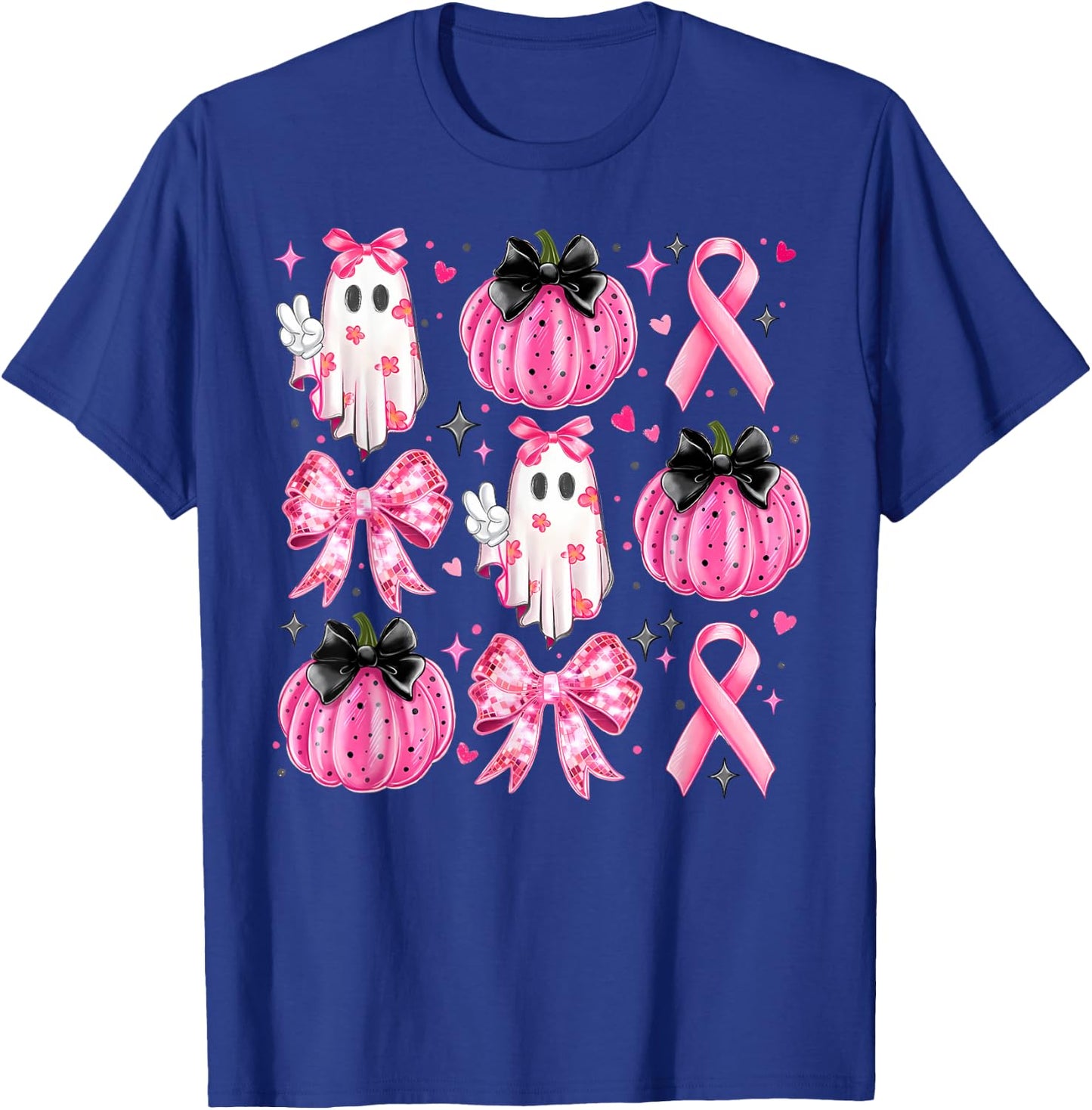 Halloween Pink Ghost Coquette Bow Girly Breast Cancer Girls T-Shirt - T-Shirt | Royal