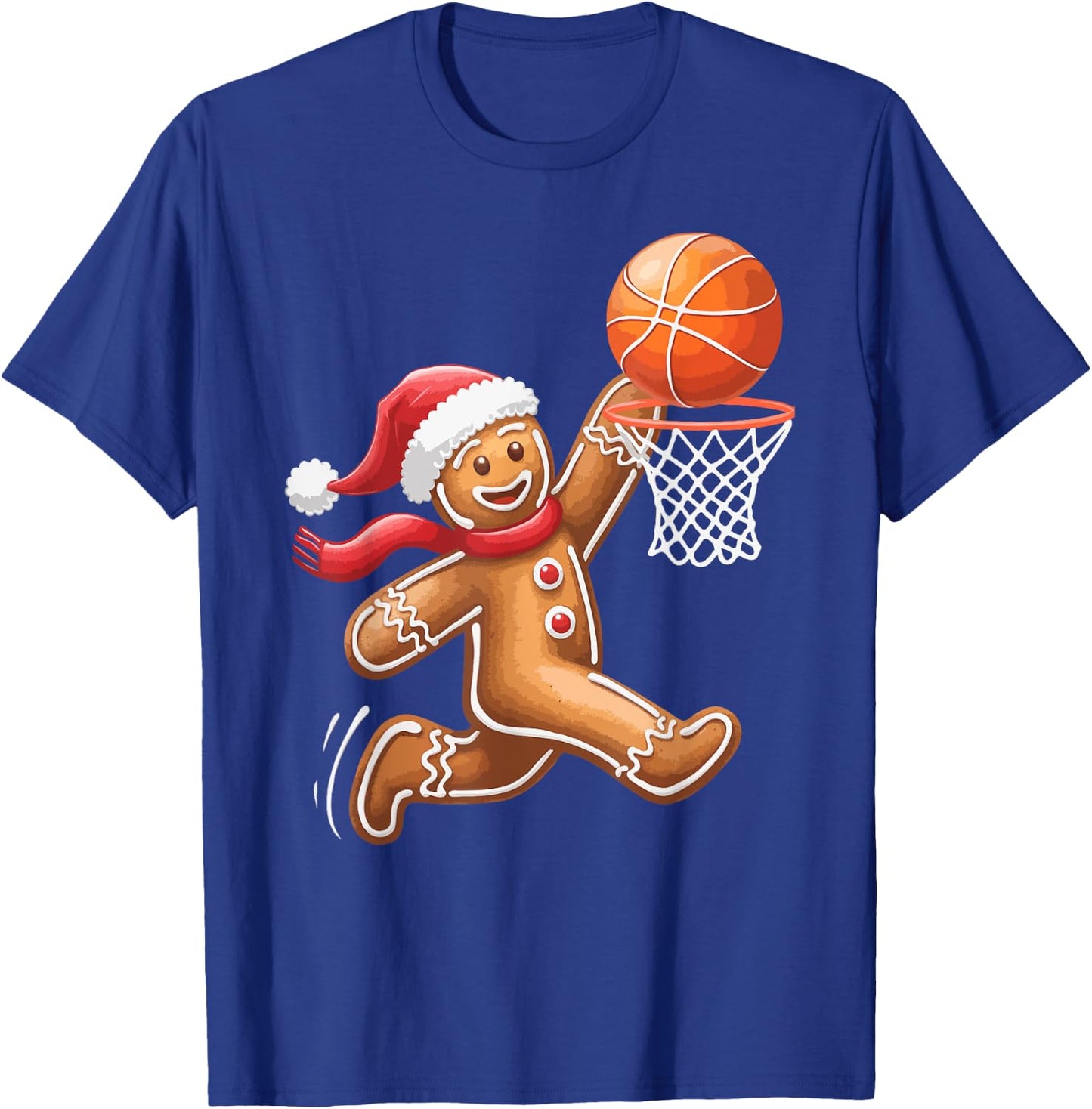 Gingerbread Man Playing Basketball Christmas Xmas Kids Men T-Shirt - T-Shirt | Royal