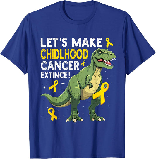 Childhood Cancer Extinct Dinosaur Childhood Cancer Awareness T-Shirt - T-Shirt | Royal