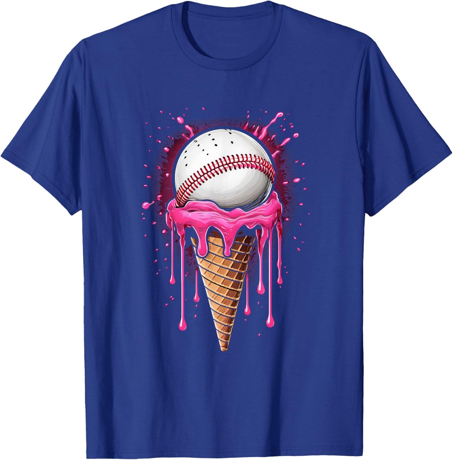 Baseball Drip Boys Ice Cream Cone Drip Baseball T-Shirt - T-Shirt | Royal