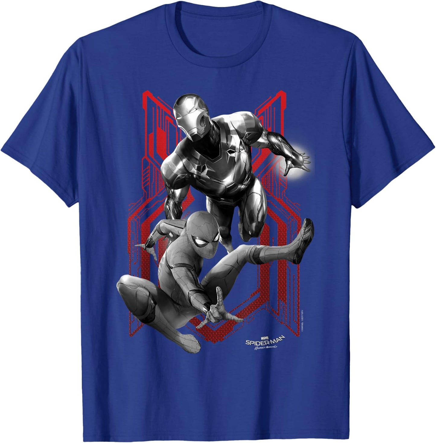 Marvel Spider-Man Homecoming Ironman Flying Swinging T-Shirt - T-Shirt | Royal
