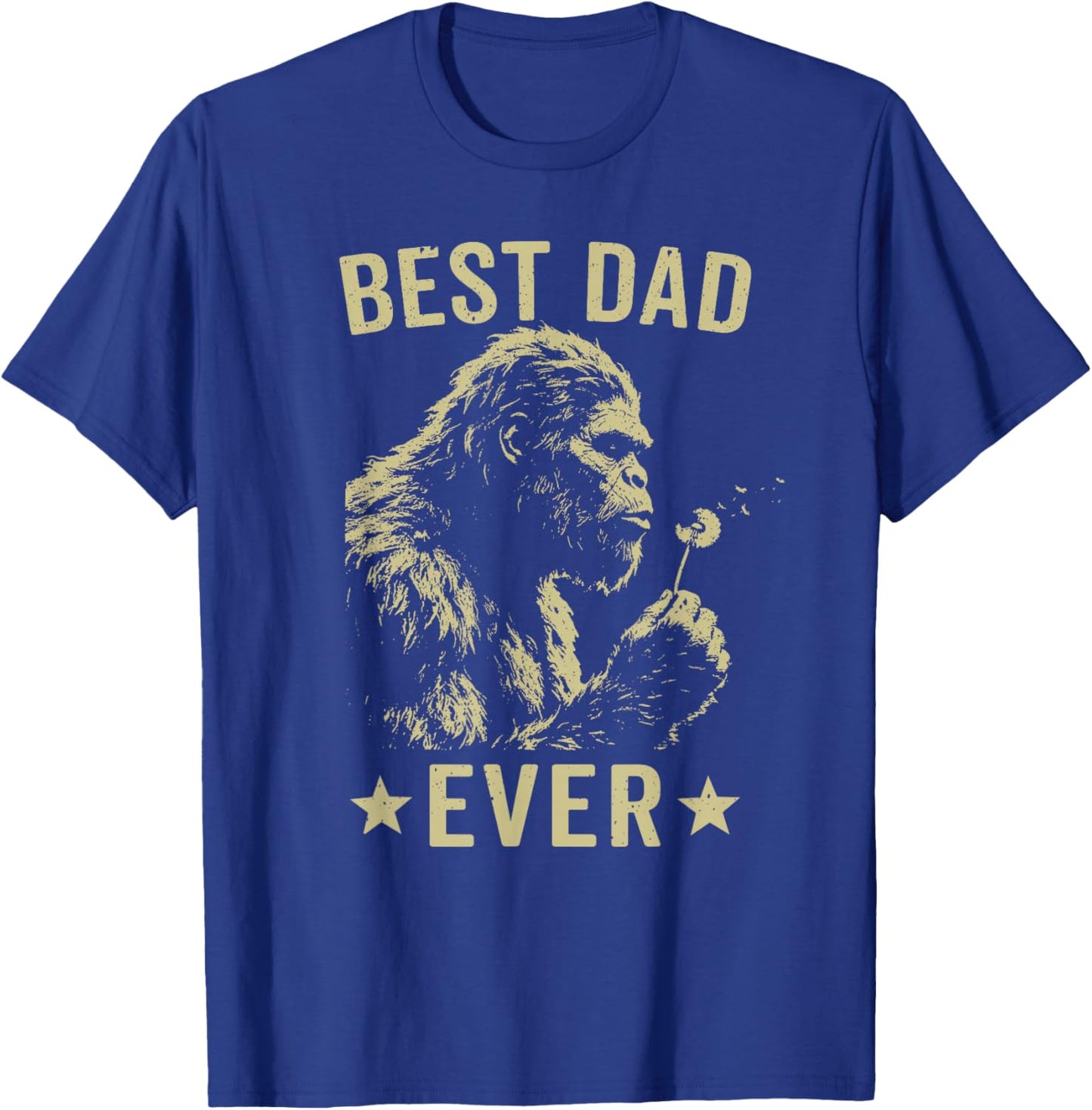 Retro Best Dad Ever Bigfoot Sasquatch Funny Father's Day T-Shirt - T-Shirt | Royal