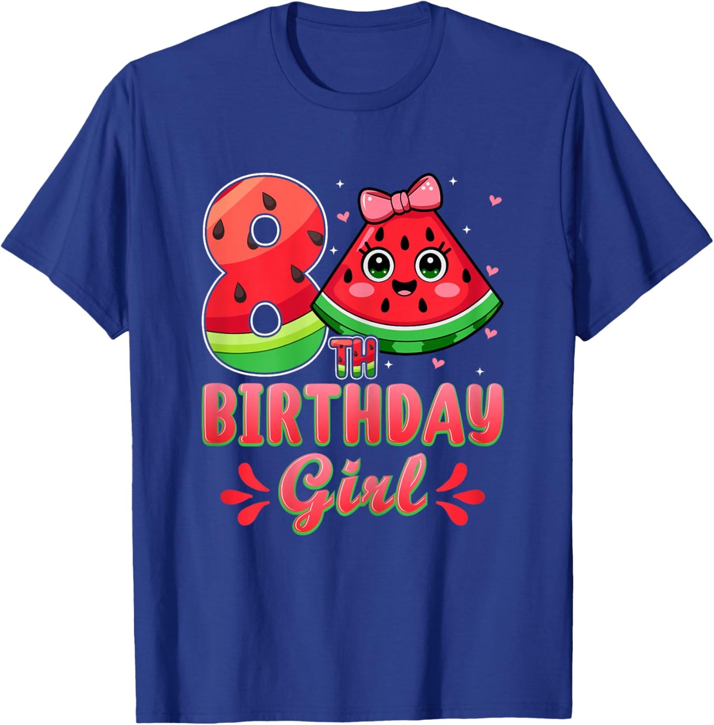 8th Birthday Girl Fruit Watermelon Kids 8 Years Old T-Shirt - T-Shirt | Royal