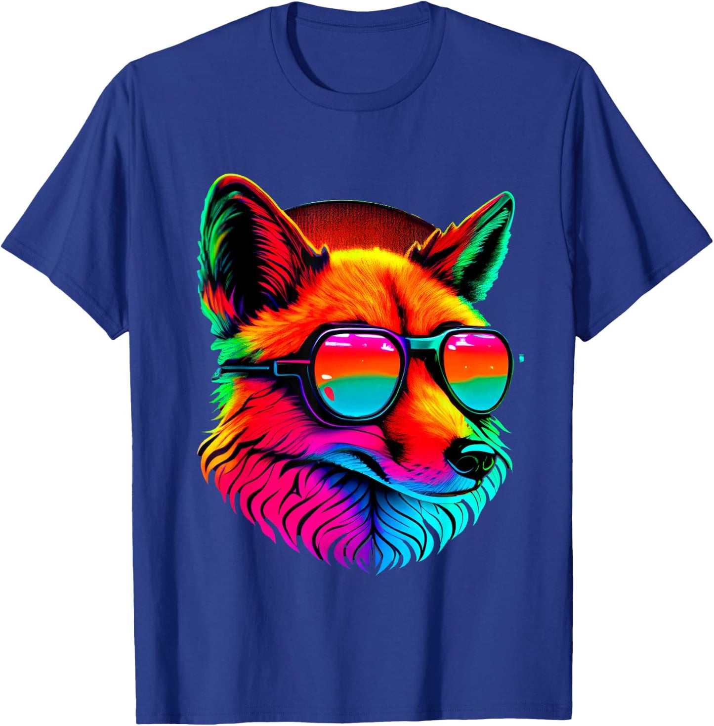 Cool Retro Art Fox In Sunglasses Colors T-Shirt - T-Shirt | Royal